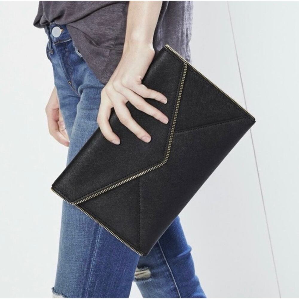 Rebecca Minkoff Textured Leo Clutch Purse Black